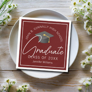 Modern Burgundy Graduate Custom Graduation Party Napkin