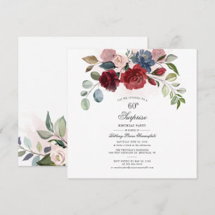 Modern Burgundy Greenery 60th Birthday Party