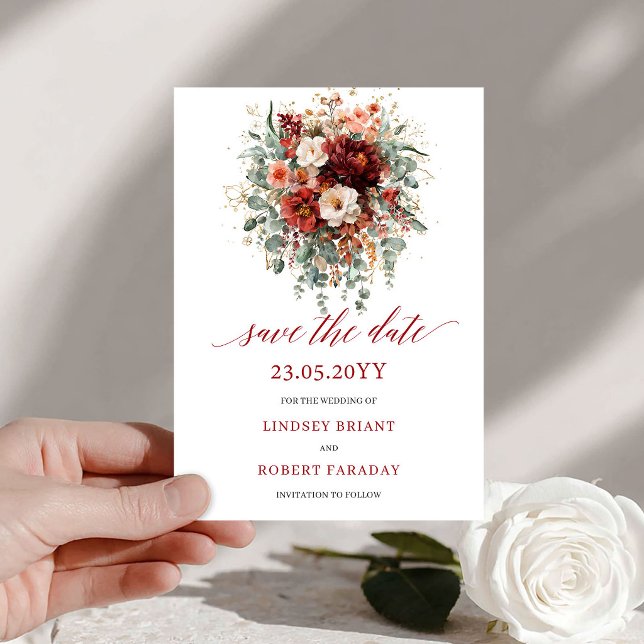 Modern Burgundy Greenery Gold Save The Date (Modern Burgundy Greenery Gold Save The Date

)