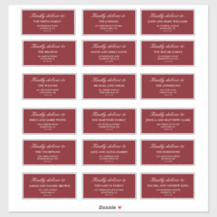 Modern Burgundy Ivory Wedding Guest Address Labels