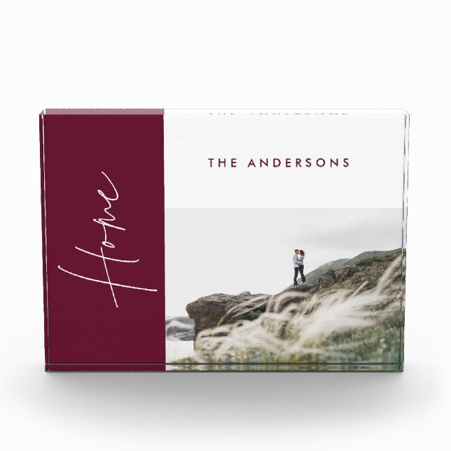 modern burgundy minimal home photo family gift (Front)