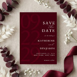 Modern Burgundy Minimalist Wedding Save The Date<br><div class="desc">Easily personalize your wedding save the date cards with this editable template. Features minimal elegant typography design in burgundy colour.</div>