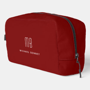 Modern Burgundy Monogram  Dopp Kit