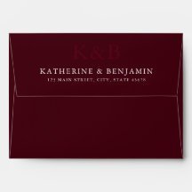 Modern Burgundy Monogram Minimalist Wedding