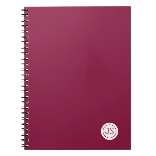Modern Burgundy Monogram Notebook (Front)