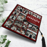 Modern Burgundy Multi Photo Graduation Cap Topper<br><div class="desc">Wear your story on your cap! Introducing our modern burgundy graduation cap topper,  designed to showcase your unique journey with 16 photo slots. Personalize it with your name,  class year,  and the college you represented. It's your own personalized tribute to your academic journey.</div>