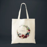 Modern Burgundy Navy Blush Floral Tote Bag<br><div class="desc">This modern burgundy navy blush floral tote bag is the perfect wedding gift to present your bridesmaids with for an elegant wedding. The design features red,  burgundy,  navy,  purple,  blue and blush beautifully hand-painted flowers and green leaves.</div>