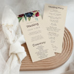 Modern Burgundy Navy Blush Floral Wedding Program<br><div class="desc">This modern burgundy navy blush floral wedding program is perfect for a classic wedding. The design features red,  burgundy,  navy,  purple,  blue and blush beautifully hand-painted flowers and green leaves.</div>