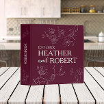 Modern Burgundy Personalized Floral Boho Wedding Binder<br><div class="desc">Modern burgundy floral botanical boho wedding personalized bride and groom wedding 3 ring binder is the perfect way to capture all your memories from your wedding day! This binder features a stylish modern design with beautiful flowers and leaves on a burgundy background. This album is perfect for capturing all of...</div>