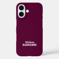 Modern Burgundy Plum White Sports Monogram Name