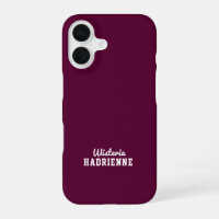 Modern Burgundy Plum White Sports Monogram Name