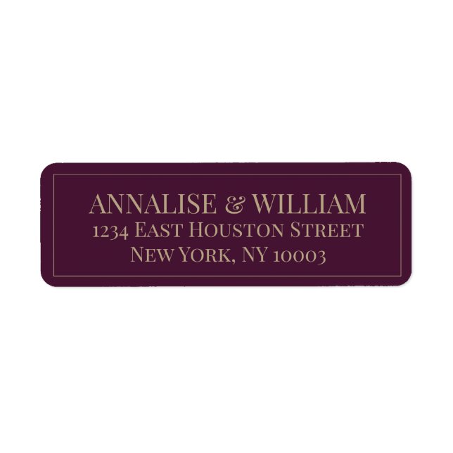 Modern Burgundy Plum Wine Wedding Return Address (Front)