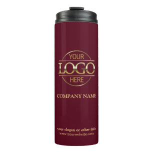 Modern Burgundy Promotional Company Business Logo Thermal Tumbler