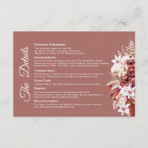 Modern Burgundy QR Code Wedding Details Enclosure Card