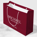 Modern Burgundy Red Personalized Groomsman Large Gift Bag<br><div class="desc">Modern Personalized Groomsman Gifts
featuring personalized groomsman's name,  title and wedding date in white classic serif font style on burgundy red background.

Also perfect for best Man,  father of the bride,  ring bearer and more.</div>