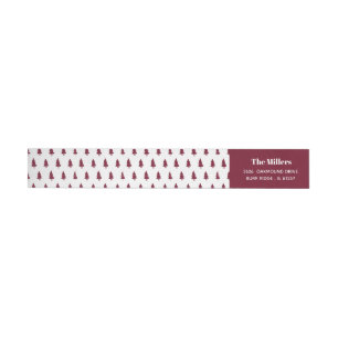 Modern Burgundy Red Pine Wood Christmas Holiday Wrap Around Label