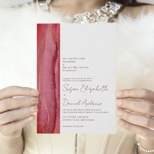 Modern Burgundy Red Wedding Invitation