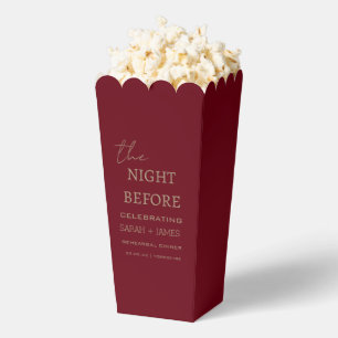 Modern Burgundy Rehearsal Dinner Wedding Party Favor Box