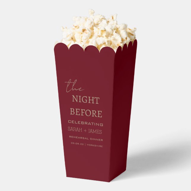 Modern Burgundy Rehearsal Dinner Wedding Party Favor Box (Popped)