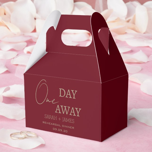 Modern Burgundy Rehearsal Dinner Wedding Party Favor Box (Wedding)