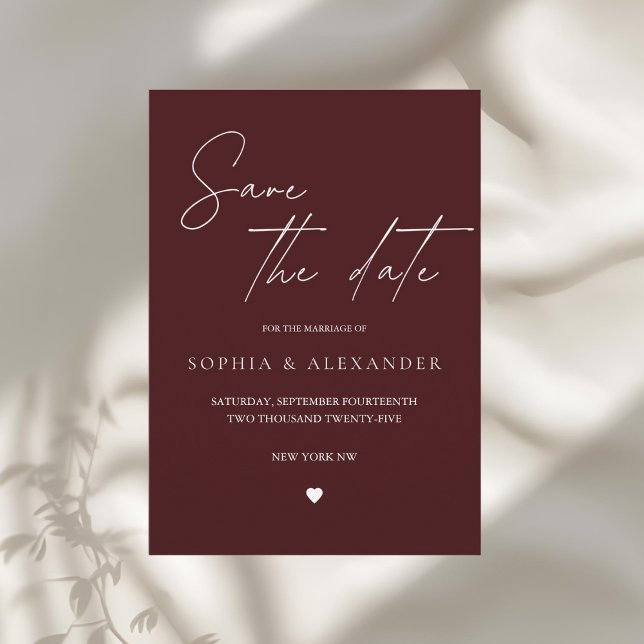 Modern Burgundy Save the Date Invitation (Creator Uploaded)