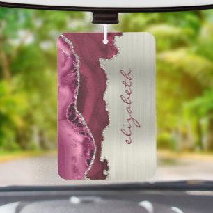Modern Burgundy Silver Agate Metallic Air Freshener