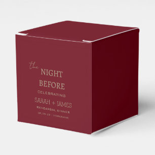 Modern Burgundy the Night Before Rehearsal Dinner  Favor Box
