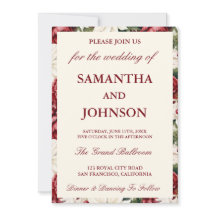 Modern Burgundy Vintage Ivory Floral Wedding