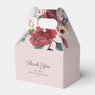 Modern Burgundy Watercolor Floral Rustic Wedding Favor Box