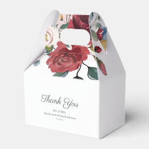 Modern Burgundy Watercolor Floral Rustic Wedding Favor Box