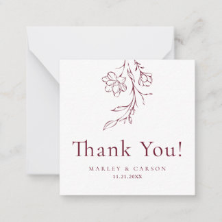 Modern Burgundy Wedding Budget Thank You Card