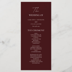 Modern Burgundy Wedding Ceremony Program  