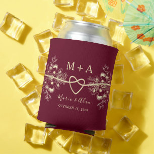 Modern Burgundy Wedding Favour Can Cooler
