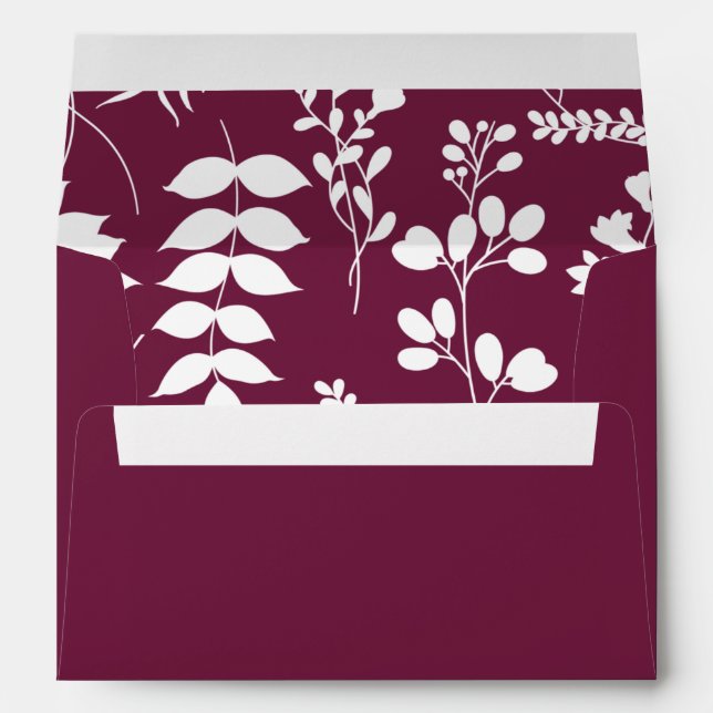 Modern Burgundy Wedding Floral Envelope (Back (Bottom))