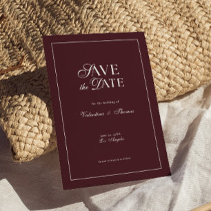 Modern Burgundy Wedding Save the Date Invitation