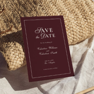 Modern Burgundy Wedding Save the Date Invitation