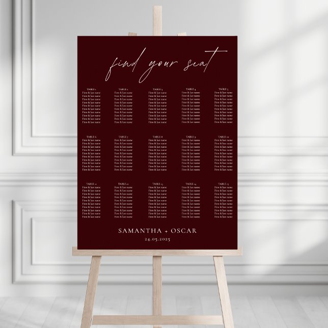Modern Burgundy Wedding Seating Chart (Creator Uploaded)