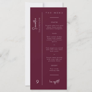 Modern Burgundy Wedding Thank You Placecard Menu