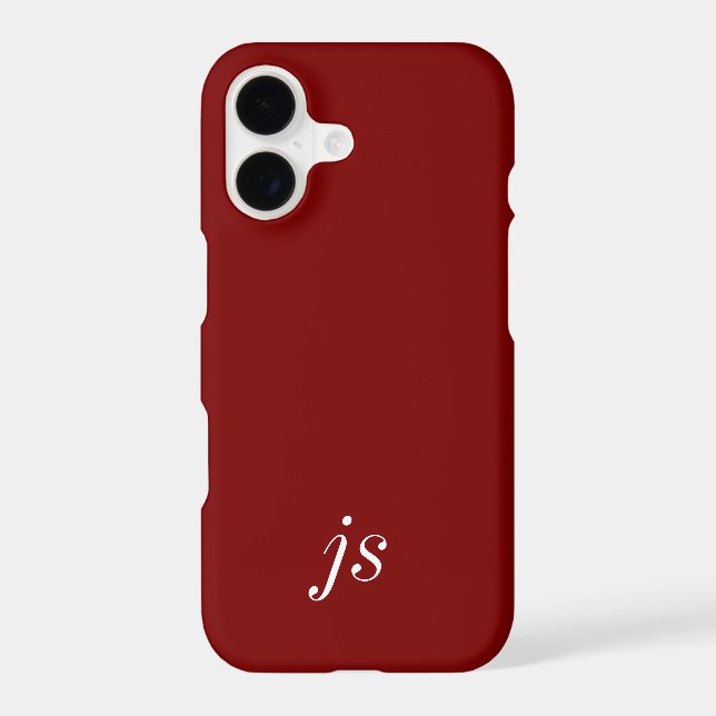 Modern Burgundy White Monogram Name (Back)