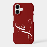 Modern Burgundy White Script Monogram Name