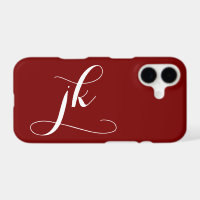 Modern Burgundy White Script Monogram Name