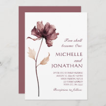Modern Burgundy Wild Flower Christian Wedding