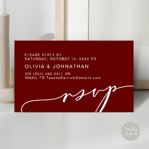 Modern Burgundy Wine Script Digital RSVP Wedding Enclosure Card