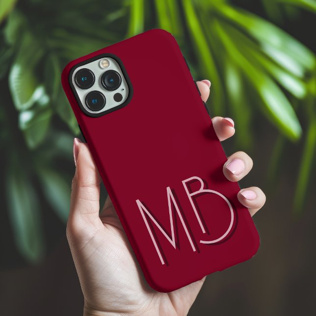 Modern BurgundyMonogram Initials Contemporary iPhone Case (Creator Uploaded)