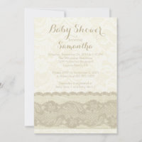 Modern Burlap & Lace Baby Shower Invitation