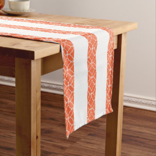 Modern Burnt Orange and White Pattern Medium Table Runner