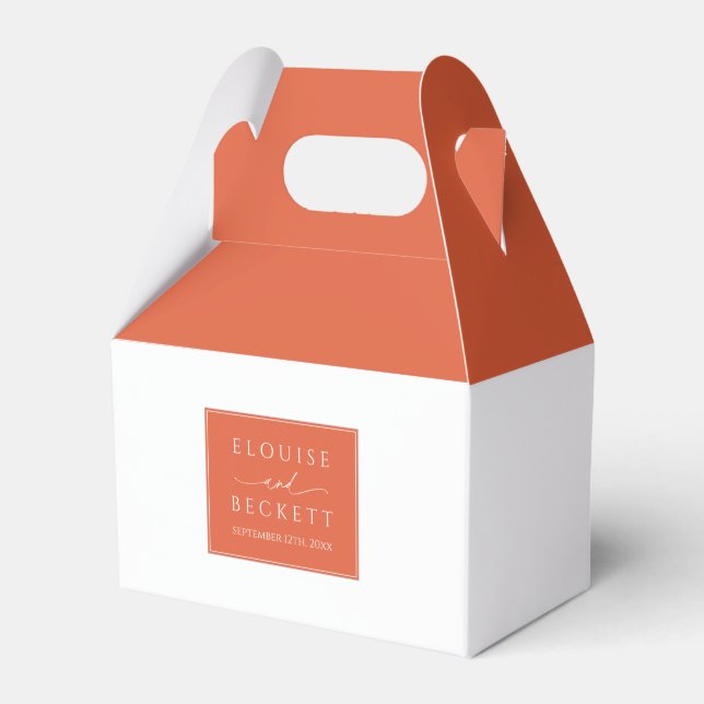 Modern Burnt Orange Favor Box (Front Side)