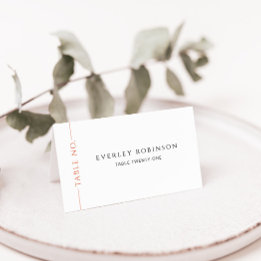 Modern Burnt Orange Folded Wedding Place Card