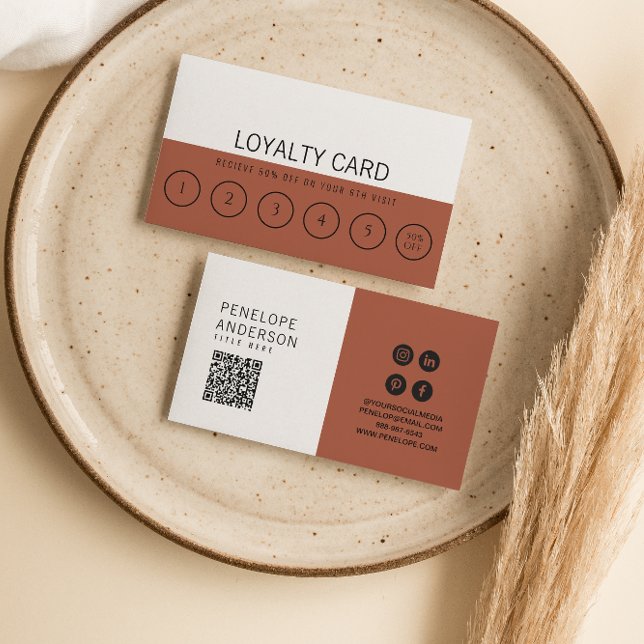 Modern Burnt Orange Neutral Trendy Unique 6 Punch  Loyalty Card (Creator Uploaded)