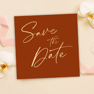 Modern Burnt Orange Save The Date Invitation